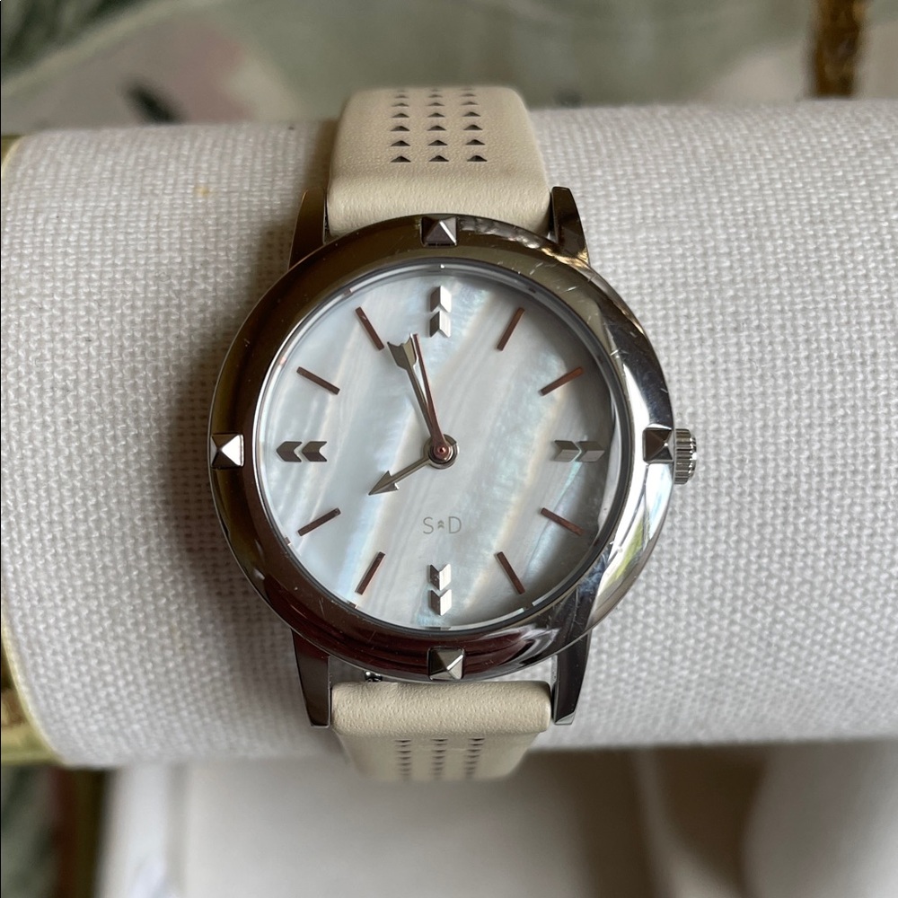 Stella & Dot Silver Watch with Ivory Band